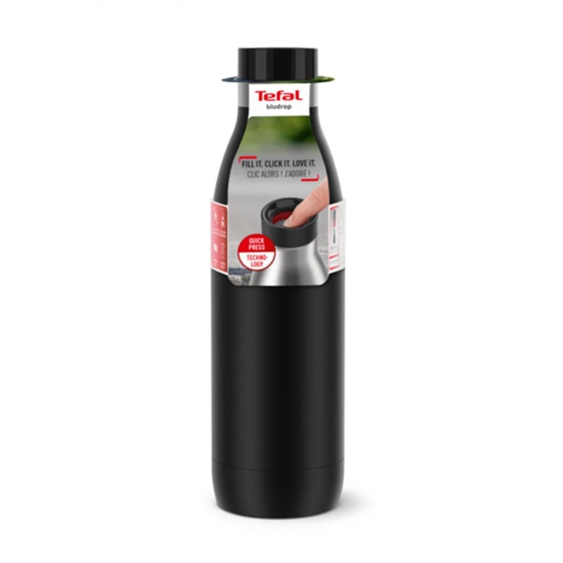 Tefal N3110910 Bluedrop Thermoflasche, 0.7 L, schwarz