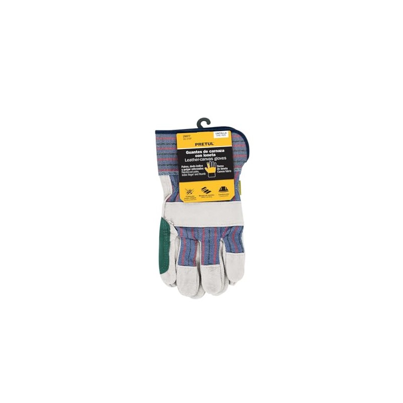 Pretul GU-215P, Guantes de carnaza y loneta con refuerzo, unitalla,