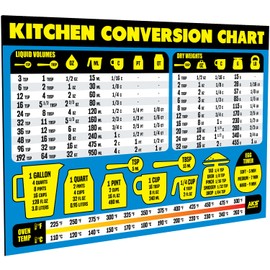 Kitchen Measurement Conversion Chart Magnet - Extra Large Easy to Read Magnetic Kitchen Decor - Weight, Liquid, Temperature Recipe Measuring Tool - Cooking, Cookbook & Baking Accessories Fridge Magnet