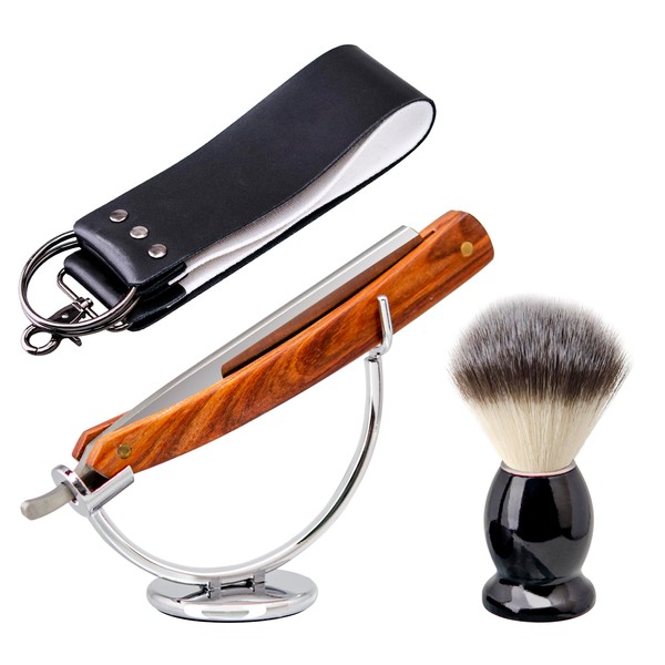 ZENGRASOIR Professional Straight Razor Kit with Strop, Synthetic Hair Salon