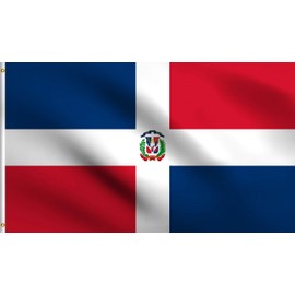 DMSE Dominican Republic Bandera De Republica Dominicana Flag 3X5 Ft Foot 100% Polyester 100D Flag UV Resistant (3'X5' Ft Foot)