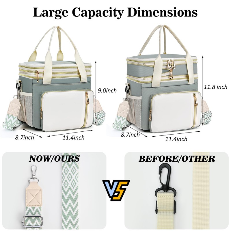 LOKASS Lunch Box & Lunch Bag for Women Men Double