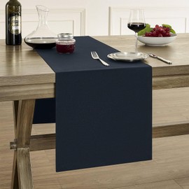 ZeeMart Basic Linen Style Table Runner, 14 x 90 Inch Dark Navy, Rustic Farmhouse Dark Blue Table Runners 90 Inches Long, Everyday Polyester Table Runner - Machine Washable & Easy Care