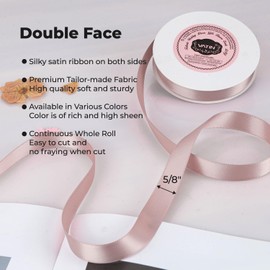 VATIN 16mm Double Faced Polyester Antique Mauve Satin Ribbon - 23 Metre/Spool, Perfect for Wedding Decor, Wreath, Baby Shower,Gift Package Wrapping and Other Projects