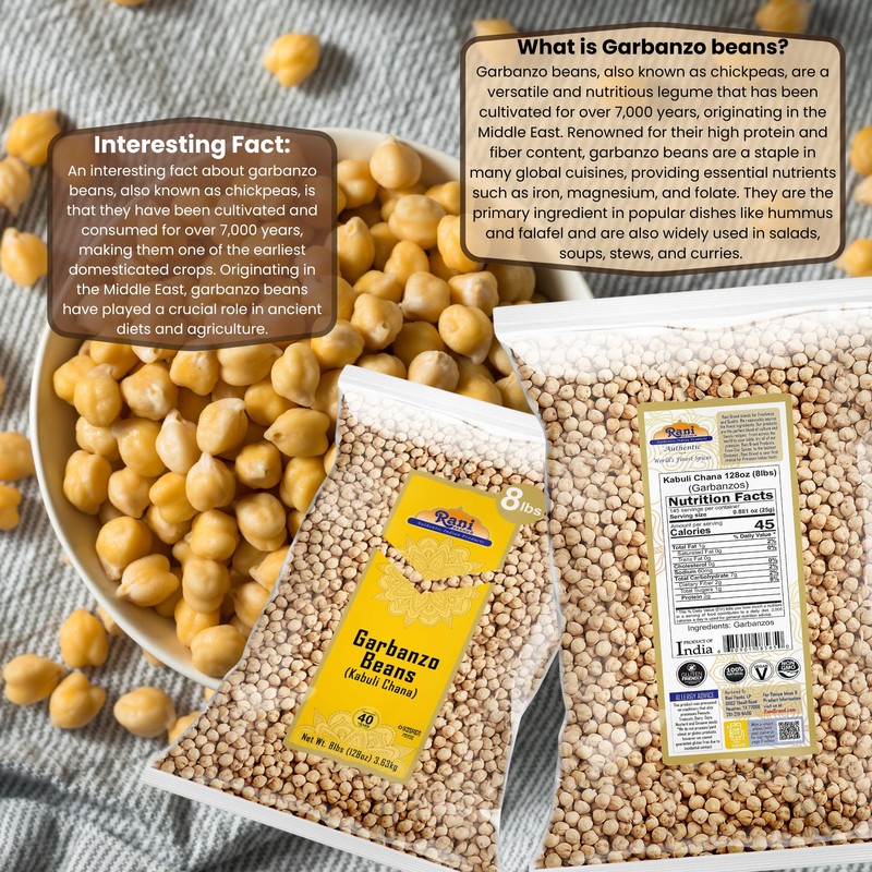 Rani Garbanzo Beans (Kabuli Chana) 128oz (8lbs) 3.63kg Bulk ~
