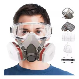 Mascarilla de Media Cara YHDM 6200 con Gafas para Pintura y Vapores Orgánicos