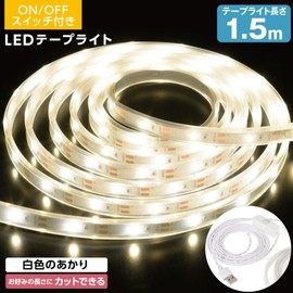 Ohm NIT-ALA6TU15 06-1726 OHM Electric LED Tape Light String Light Indoor Illumination USB Type Torchiere String Light String Light Tape Length 5.9 ft (1.5 m) White