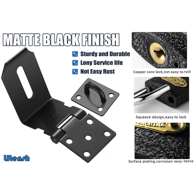 Litensh 4 Inch 90° Right Angle Stainless Steel Door Locks