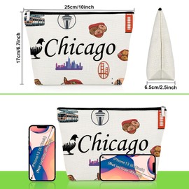 Chicago Makeup Bag Chicago Lover Gifts Travel Gift for Women Girls Best Friend Mom Bff Vacation Cosmetic Bag Bachelorette Party Trip Present Travel Pouch Birthday Mothers Day Graduation Present
