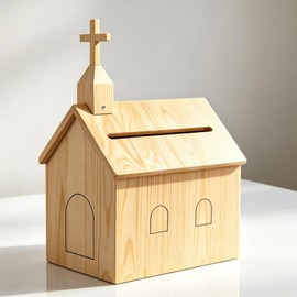 Dmnnlp Offering Boxes for Church, Cross Prayer Request Box with Slot and Lock, Pine Wood Collection Box for Tithes & Offerings, Wall Mounted or Countertop 9.1"x6.7"x13.4"