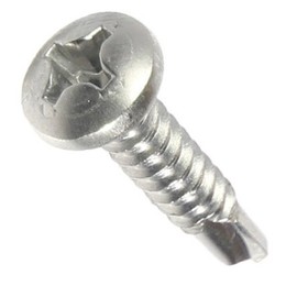 Fastenere Pan Head Self Drilling Tek Screws - #6 x 1 (100 Pack) Stainless Steel 410, Full Thread, Bright Plain Finish, Corrosion-Resistant, Self-Drilling, Easy to Install w/Phillips Drive Size #2
