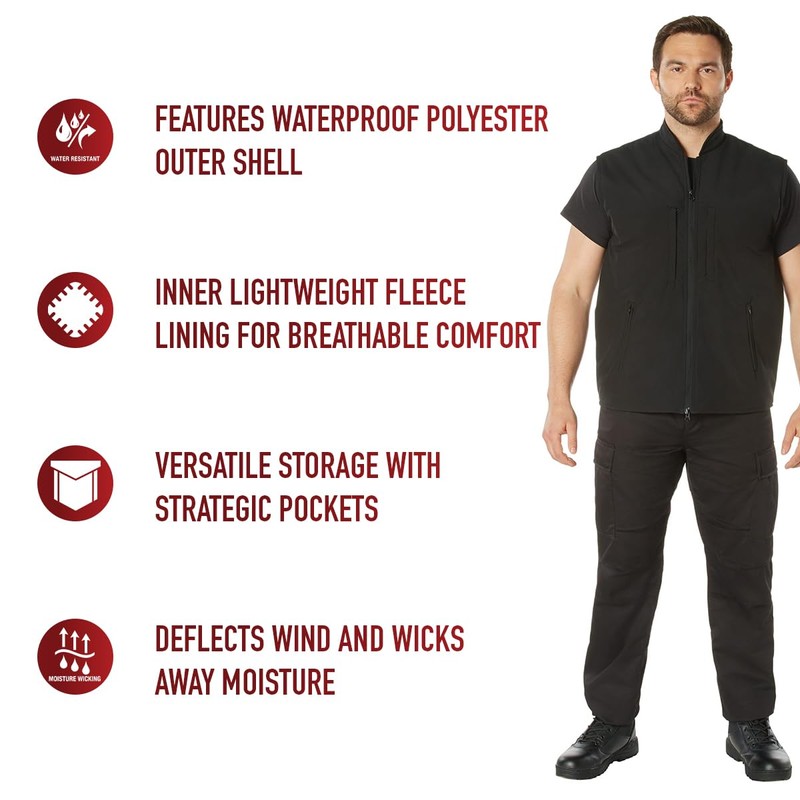 Rothco Men's Professional CCW Concealed Carry Soft Shell Vest, Black