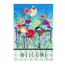 Evergreen Flag Wild Flowers Welcome Garden Linen Flag 12.5 x 18 Inch Double Sided Durable Outdoor Flag for Homes and Gardens