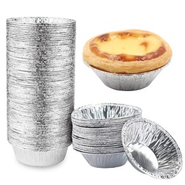 MICALOR 100 PCS Mini Pie Pans, Aluminum Foil Disposable Egg Tart Molds, 2.3 in Mini Tart Pans for Baking, Mini Tart Shells for Making Cupcake, Quiche Pie, Caramel Pudding