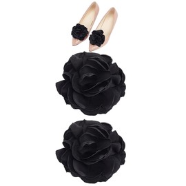 DELORIGIN 1 Pair Black Flowers Shoe Clips Wedding Shoe Buckles Bridal Removable Shoe Clips Shoe Buckle Charm Bag Clothing Hair Decorations for Women Hairpin Brooches Party Heels Flats Pumps Craft