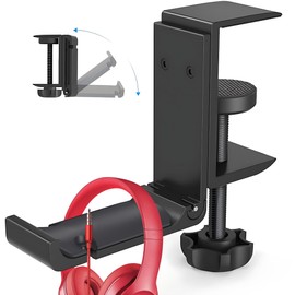 Soporte para Audifonos Diadema con Almacenamiento de Alambre,Porta Audifonos con Clip de Escritorio,Soporte Audifonos Escritorio,para Colgar...       