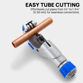 TURBRO Tube Cutter Tool for 1/4 to 1-3/4 in (5 to 50 mm) Pipes, Heavy-Duty Large Pipe Cutter with a Deburring Reamer, Fits Copper, Aluminum, Brass, and Thin Stainless Steel Pipes, CT-650C