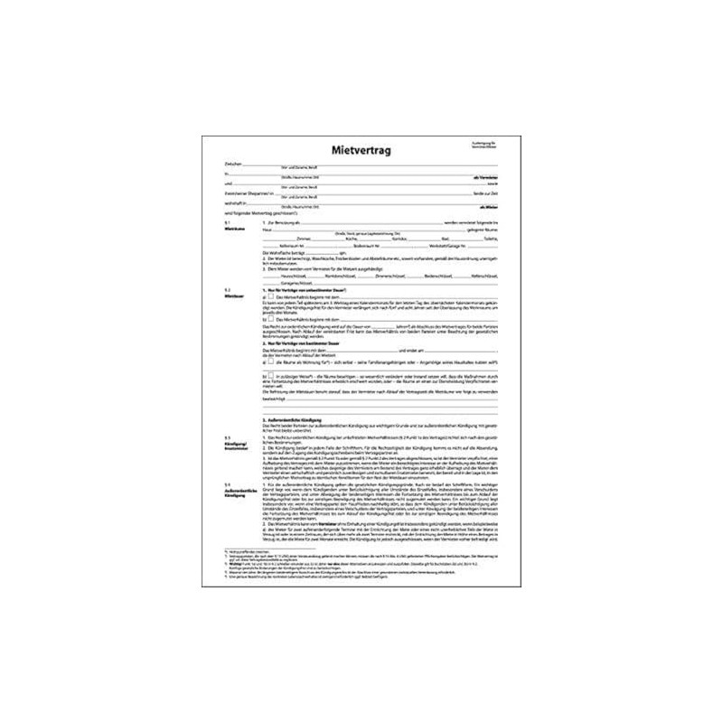 SIGEL MV464/25 Unit Lease Agreements with House Rules, 4 Pages,