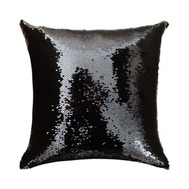 San Tungus 14"x14" Black and Silver Mermaid Throw Pillow,Two-Color Reversible Sequins Decorative Pillows