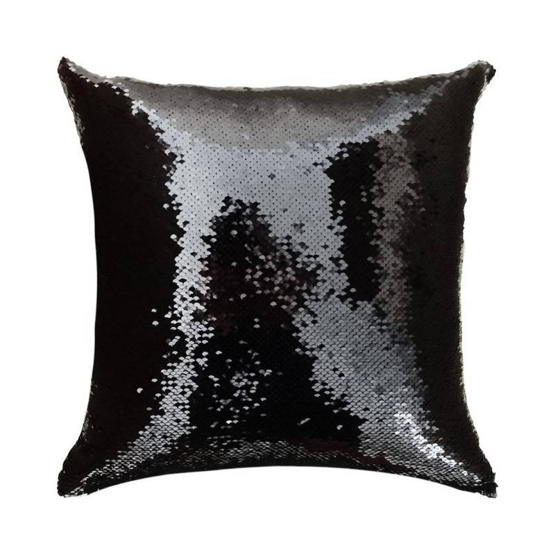 San Tungus 14"x14" Black and Silver Mermaid Throw Pillow,Two-Color Reversible
