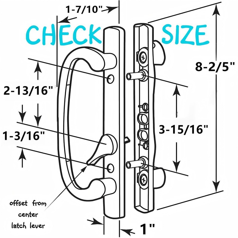 Teilmix Offset Sliding Patio Door Handle Replacement with Zinc Diecast