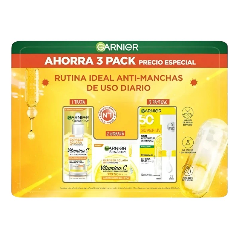 Rutina Anti-manchas Garnier Express Aclara Pack 3 Momento De Aplicación