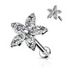 PiercedOff 316L Surgical Steel Labret with Marquise Clear CZ Flower