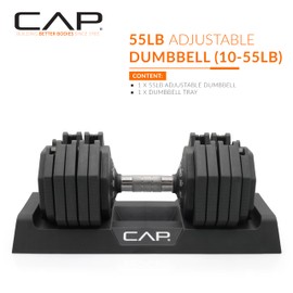 CAP Barbell 55 lb Single Adjustable Dumbbell with Full Rotation Chrome Handle