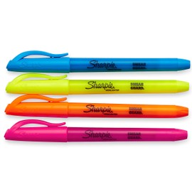 SHARPIE Pocket Style Highlighters, Chisel Tip, Assorted Colors, 4 Count (Pack of 1)