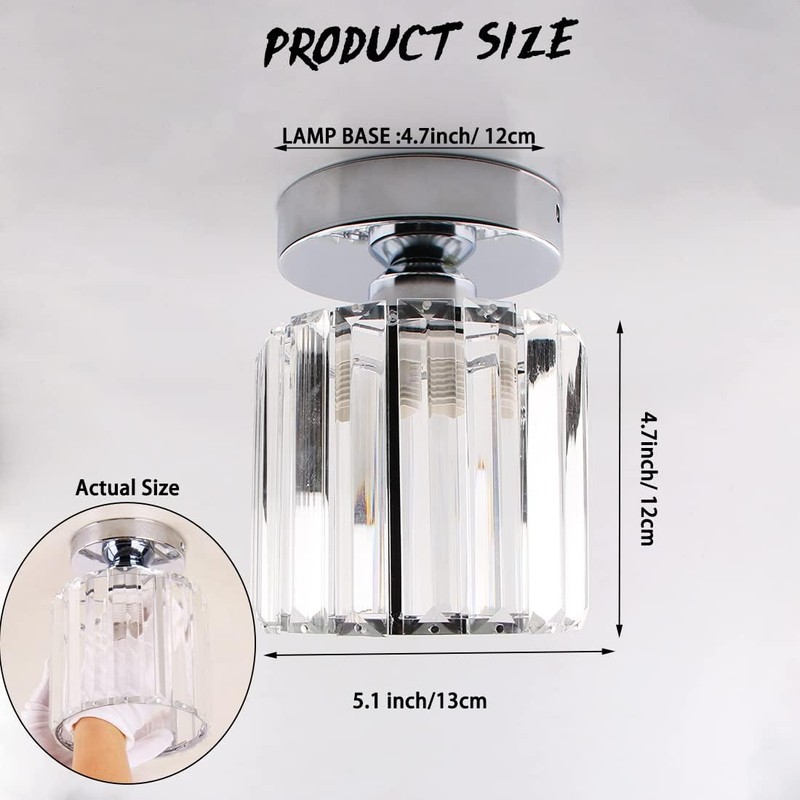FRIXCHUR Small Chandelier Crystal Ceiling Light Semi Flush Mount Ceiling