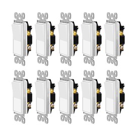 Single Pole Rocker Light Switch,KCMYTONER 12 Pack Decora Switch White, 15 Amp Paddle Rocker Light Switch,120V-277V AC,On/Off Wall Switch, Quiet, Residential/Commercial Grade,Home & Office,UL Listed
