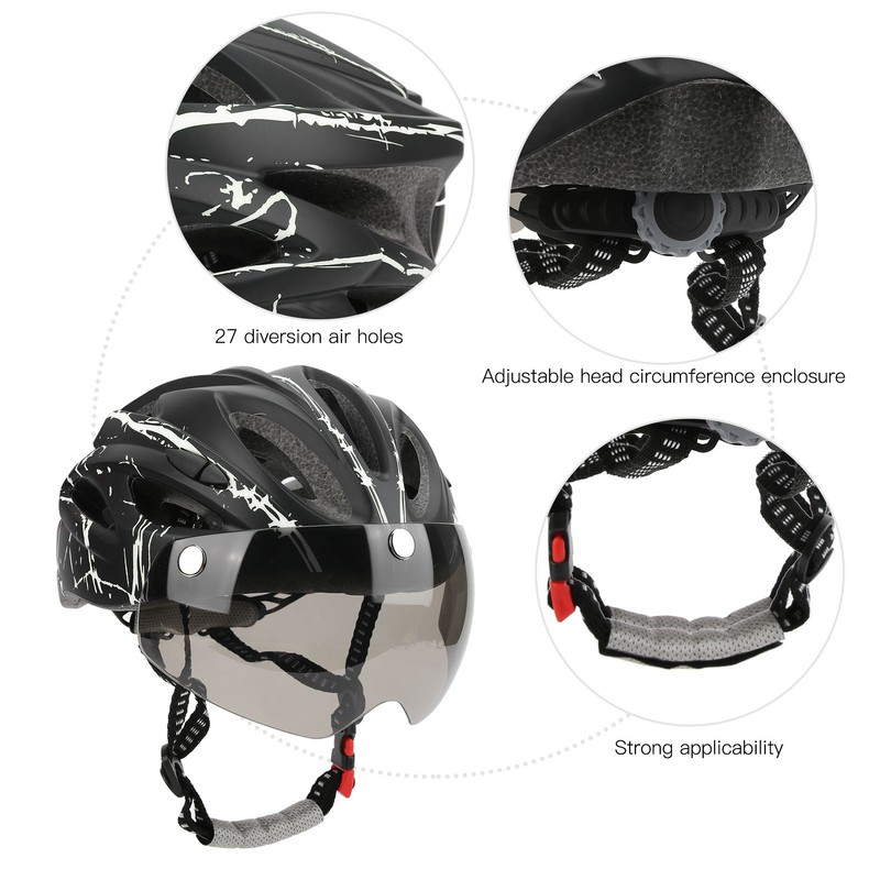 Magnetic Suction Protective Helmet with Goggles/Light for Mountain Bike Road
