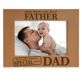 KATE POSH - Any Man can be a Father, but it Takes Someone Special to be a DAD - Engraved Natural Wood Picture Frame, Father of The Groom, Father of The Bride (5x7 Horizontal)