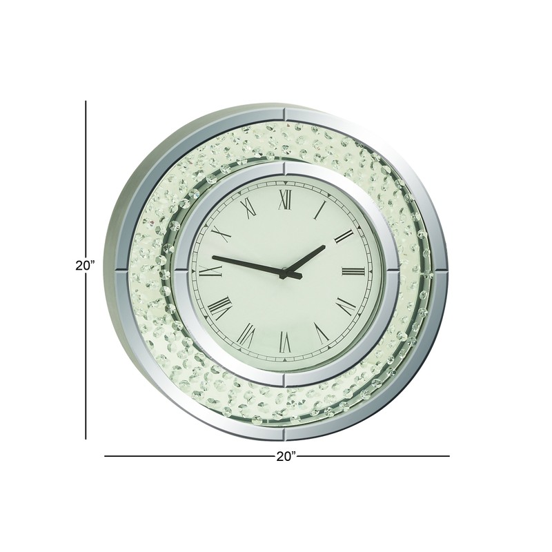 Deco 79 Glass Decorative Wall Clock Mirrored Wall Clock for