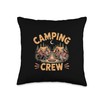 Camping Crew Campfire Night Forest Retro Outdoors Throw Pillow