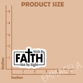 (3PCS) Faith Sticker – Walk by Faith Not by Sight – Inspirational Waterproof Vinyl Decals for Laptop, Water Bottle, Tumbler, Notebook – Christian Quote, 3" x 1.9"