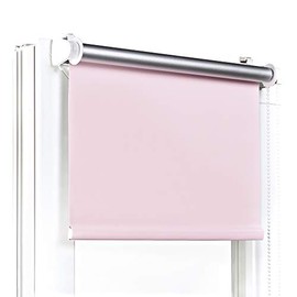 Modern Blackout Roller Blind, No Drilling Required, Window/Balcony Door, W 90 x H 150 cm, Pale Pink, Klemmfix, Easy Installation, Thermal Protection, Optimal Temperature Control, Ideal for Privacy