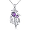 DAOCHONG S925 Sterling Silver Scottish Thistle Necklace Scotland Flower Pendant