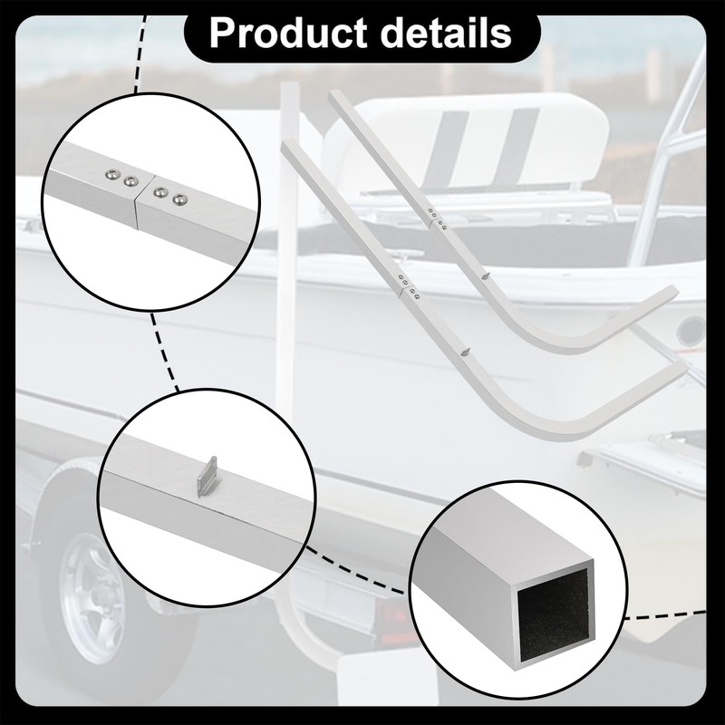 ECOTRIC One Pair Boat Trailer Square Guide On Poles Aluminum