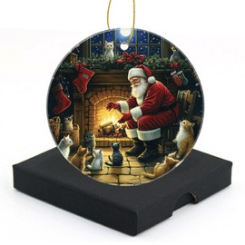 Christmas Ornaments Christmas Tree Decorative 2.95in Hanging Ornaments for Home Decor Christmas Keepsake (Santa and His Cats)