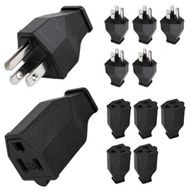 WADY Extension Cord Ends 125V 15A 2 Pole 3 Wire Male Straight Blade Plug Replacement Electrical Plugs End Extension Cord Replacement Electrical Plugs End Straight Blade Plug Grounding Plug (5 Sets)