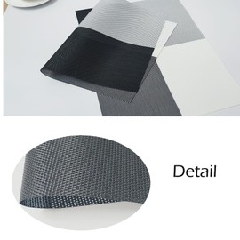 Heat Resistant Placemats Set of 4, Black with White Non-Slip Washable PVC Mats for Dining/Kitchen Table, Modern Woven Vinyl Placemats