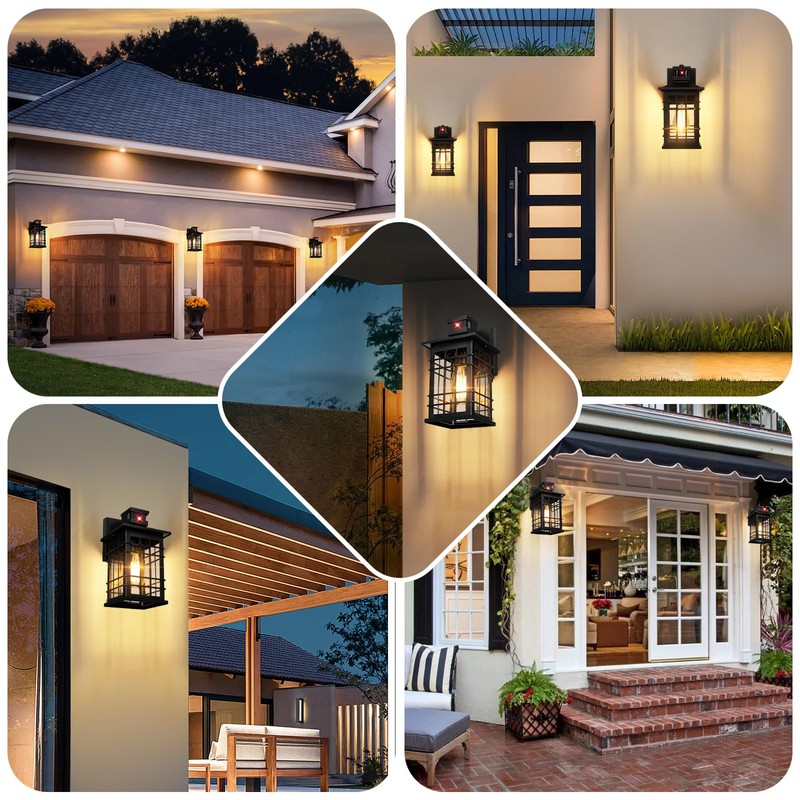 Motion Sensor Outdoor Wall Light Black, Dusk to Dawn Outside