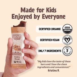 Skout Organic Cookie Dough Kids Snack Bars (18 Pack) | Organic Kids Snack Bars | School Snacks & Lunch Snacks | Vegan & Paleo | Gluten, Dairy, Grain, Peanut Free