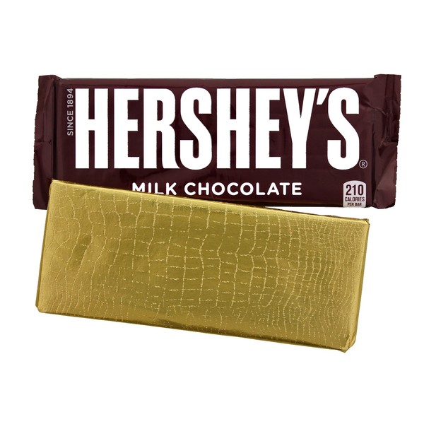 Foil Wrapper Gold Alligator, 6 X 7.5, For Over Wrap 1.55 OZ Hershey Bar, 100 in a Pack by Foilman