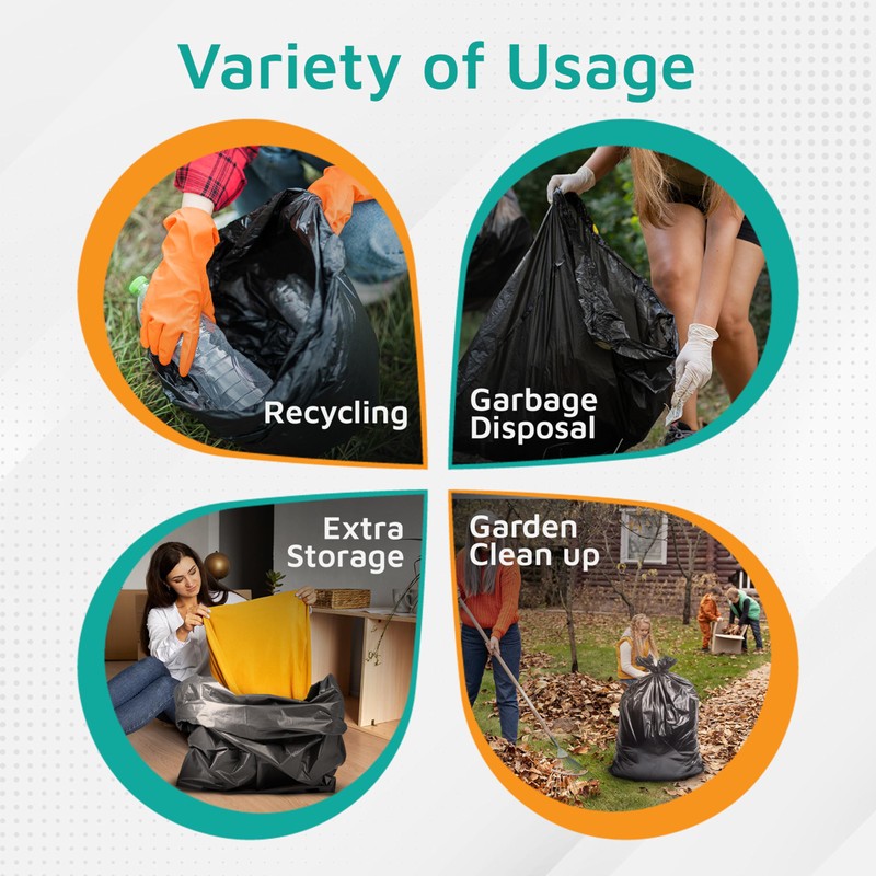 PlasticMill 100 Gallon Garbage Bags: Black, 1.3 Mil, 67x79, 10