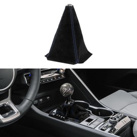 Tecledsn Car Shift Knob Dust Cover, Car Shift Boot, Leather Gear Shift Cover, Universal Car Interior Accessories Shifter Boot Cover for Most Manual/Automatic Vehicles (Black Blue/Suede)
