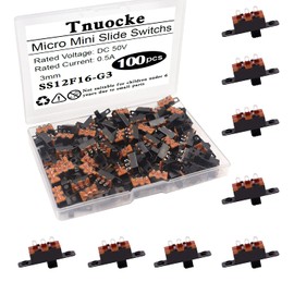 Tnuocke 100PCS 3mm High Knob Vertical Micro Mini Slide Switchs,3 Pin 2 Position SPDT with Screw Hole Latching Toggle Switches Panel Mount DC 50V 0.5A CA-SS12F16-G3