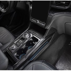 KELEIMAI Car Accessories Fit for Ford Explorer 2020 2021 2022 2023 Interior Center Console Gears Shift Frame Cover Trim Stickers (Carbon Fiber Style) ABS 2 PCS