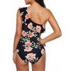 Hilor Women's One Piece Swimsuits One Shoulder Swimwear Asymmetric Ruffle